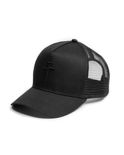 Cross Mesh Hat - Black/Black