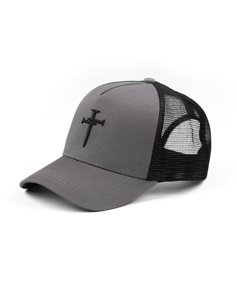 Cross Mesh Hat - Gunmetal/Black