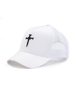 Cross Mesh Hat - White/White